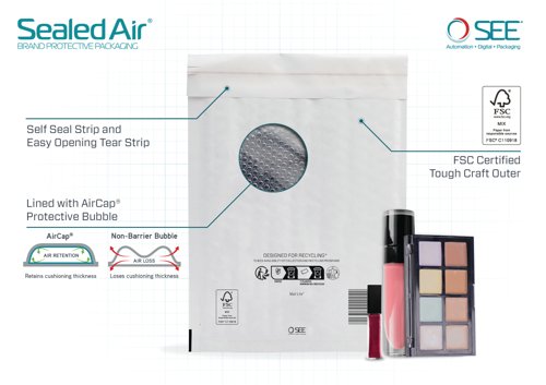Sealed Air Bubble Lined Postal Bag White 300x440mm MLW J/6 (Pack of 50) 103005504