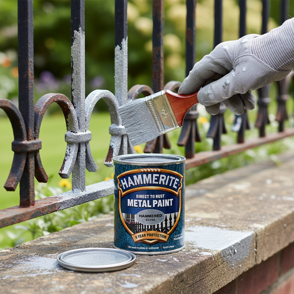 Hammerite Direct To Rust Metal Paint | Hammered Silver Finish 750ml