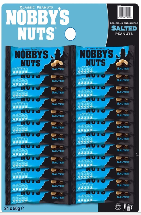 Nobby's Classic Salted Peanuts In Mega Pub Card 24 x 50g Packs