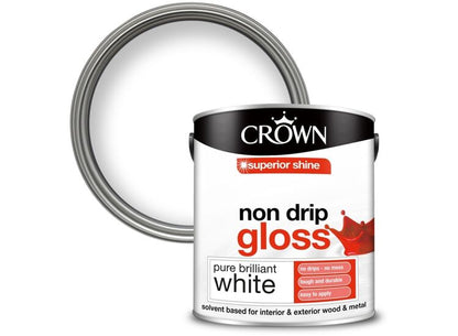 Crown Non Drip Gloss Pure Brilliant White 2.5L | Superior Shine Gloss