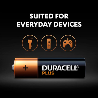 Duracell Plus AA Battery Alkaline 100% Extra Life (Pack of 4) 5009370