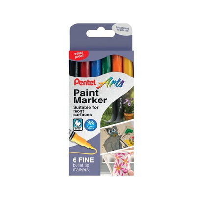 Pentel Paint Marker Fine Bullet Tip Assorted (Pack of 6) YMSP10/6-M