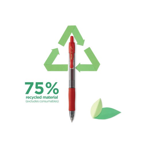 Pilot G-2 Plus Begreen Gel Ink Rollerball Medium Red (Pack of 12) PUJ163173