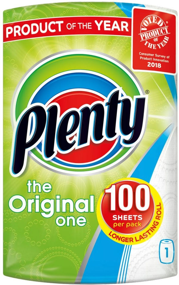 Plenty The Original One White Longer Kitchen Roll 95 Sheets {Single Rolls}