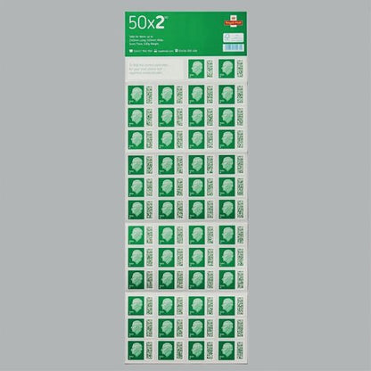 Royal Mail Second Class Postage Stamp Sheet (Pack of 50) BBS2