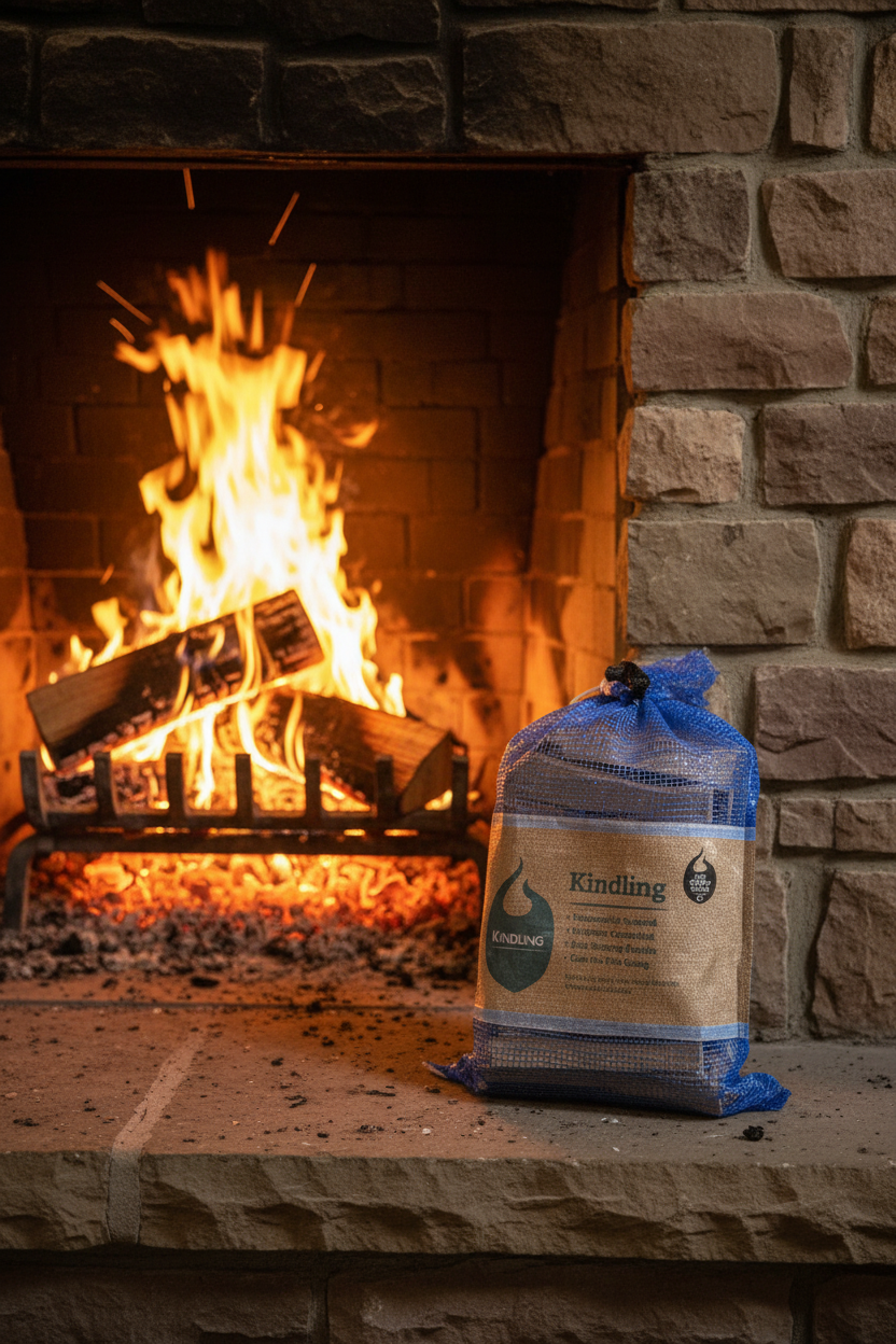 The Green Olive Firewood Kiln Dried Natural Wood Kindling - 2kg Net Bag,