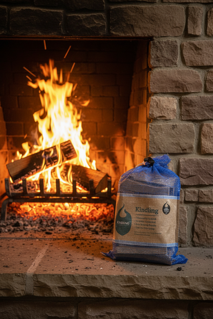 The Green Olive Firewood Kiln Dried Natural Wood Kindling - 2kg Net Bag,
