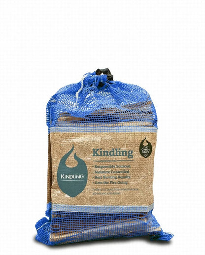 The Green Olive Firewood Kiln Dried Natural Wood Kindling - 2kg Net Bag,
