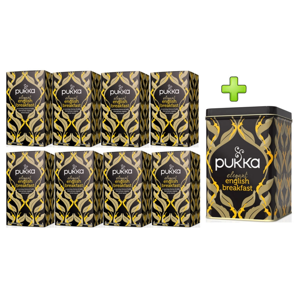 Pukka Tea Elegant English Breakfast Envelopes 8 x 20's & Free Caddy/Tin