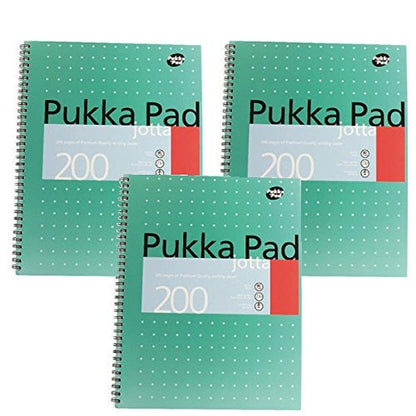 Pukka Pad Ruled Wirebound Metallic Jotta Notebook 200 Pages A4 (Pack of 3) JM018