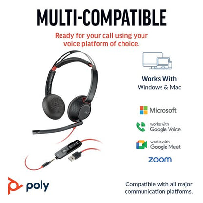 Poly Blackwire 5220 Stereo USB-C/A +3.5mm Headset Bulk 8X231A6