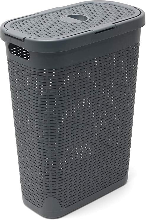 Addis Rattan Charcoal Slim Laundry Hamper 40 Litre