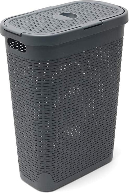 Addis Rattan Charcoal Slim Laundry Hamper 40 Litre