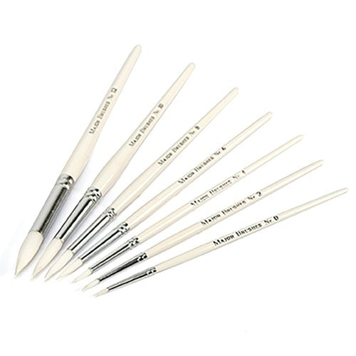 White Nylon Round Paint Brushes White Handle (Pack of 60) MJWNR