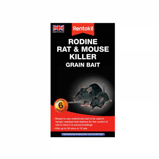 Rentokil Rodine Rat & Mouse Killer Grain Bait 6's - UK BUSINESS SUPPLIES