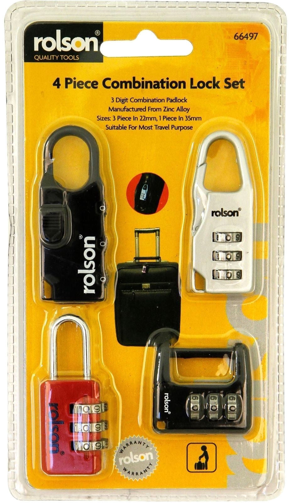 Rolson Piece Combination Lock Set - Pack of 4
