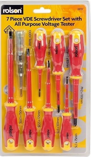 Rolson 7pc VDE Screwdriver Set with Voltage Tester - UK BUSINESS SUPPLIES
