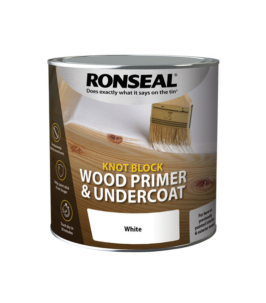 Ronseal Knot Block | Wood Primer And Undercoat | White | 750ml