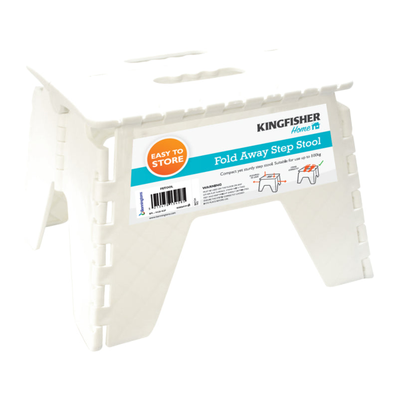 Kingfisher Fold Away Step Stool Cream/ Off White 21cm