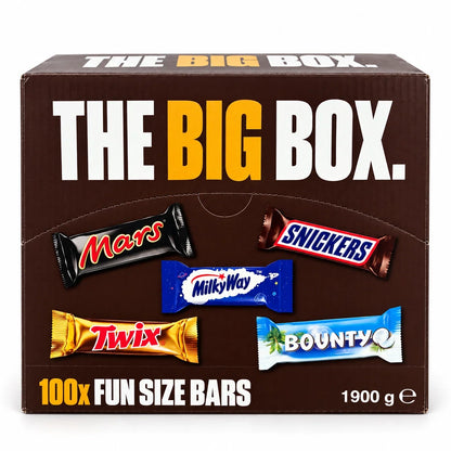 Mars The Big Box Fun Size Chocolate Bars | 1 x 100 Bars | 1.9kg Multipack | Snickers, Bounty, Twix, Bounty etc.