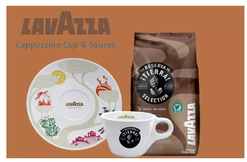 New Lavazza Tierra Cappuccino Coffee Cup & Saucer 6oz/170ml | 4 Set Pack