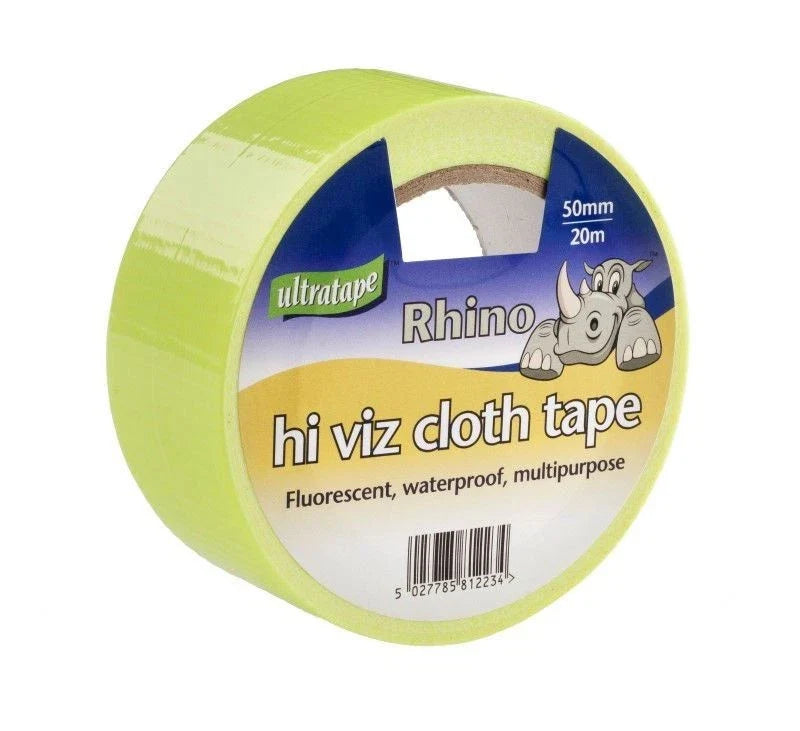 Ultratape Rhino Hi Viz Cloth Tape Yellow 50mm x 20m
