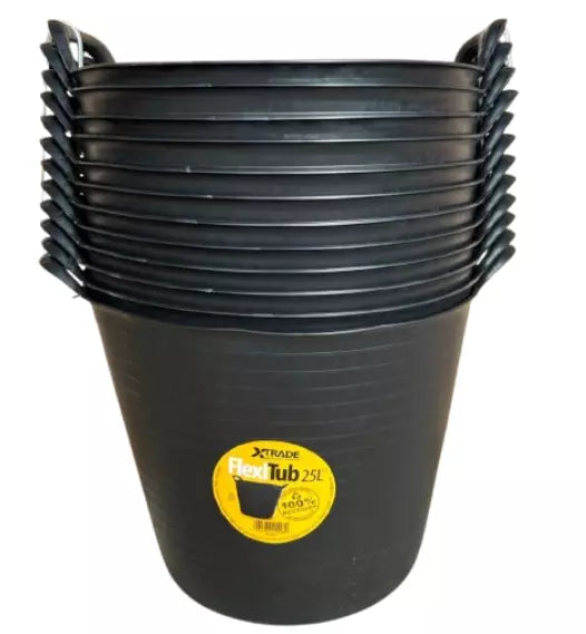 Xtrade Flexitub Black 25L Recycled | Building Site | Garden Clearing | Stables