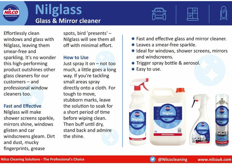 Nilco Nilglass Professional H3 Glass & Mirror Cleaner 5L