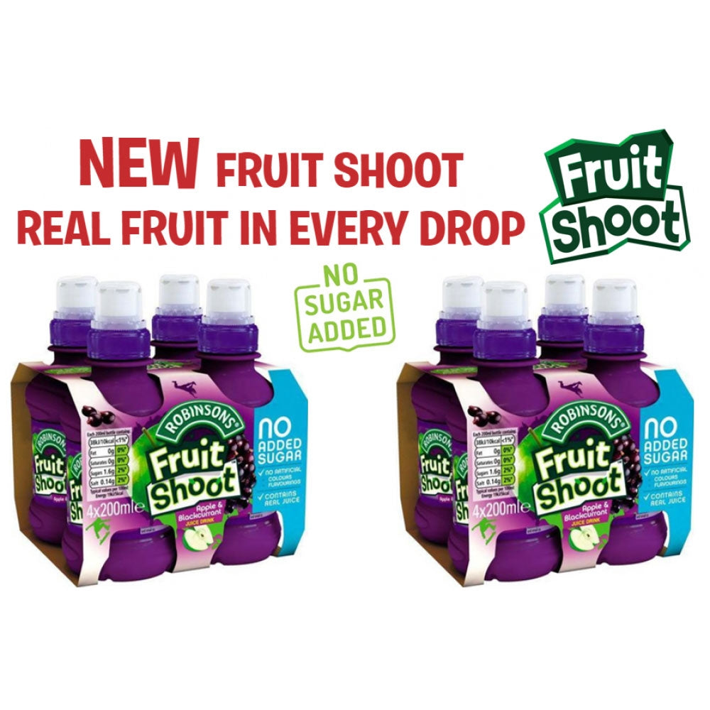 Robinsons Fruit Shoots Apple & Blackcurrant Flavoured Juice Drink 4 x 200ml *NO ADDED SUGAR*