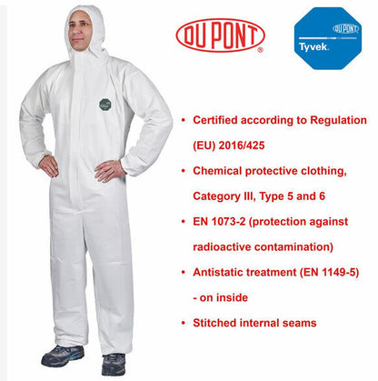 Tyvek 500 Xpert White Hooded Coverall (All Sizes)
