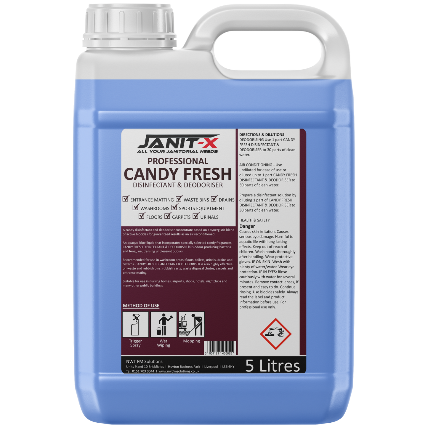 Janit-X Professional Candy Fresh  Disinfectant & Deodoriser 5L Concentrate upto 30:1