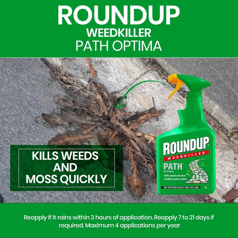 Roundup Optima Path Weed Killer | Fast Acting | Kills to the Root | 1 Litre Spray