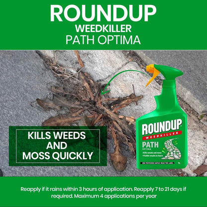 Roundup Optima Path Weed Killer | Fast Acting | Kills to the Root | 1 Litre Spray