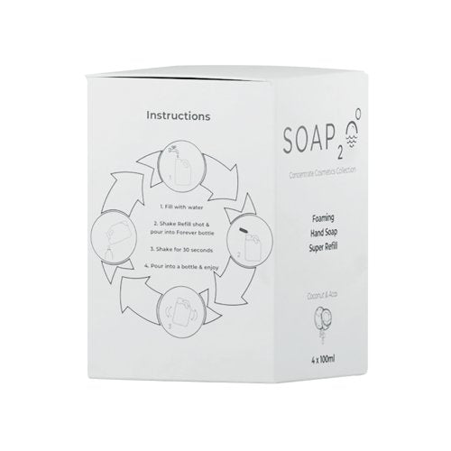 Soap2O Foaming Hand Soap Super Refill Makes 4L Pack of 4 S2OAB100