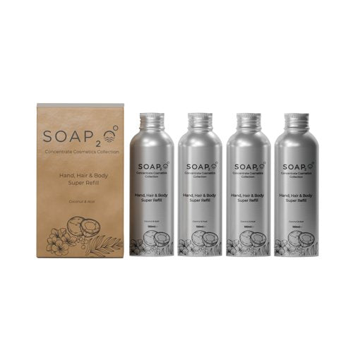 Soap2O Hair+Hand+Body Gel Super Refill Makes 4L Pack of 4 S2OAB150