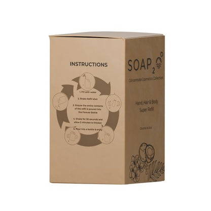 Soap2O Hair+Hand+Body Gel Super Refill Makes 4L Pack of 4 S2OAB150