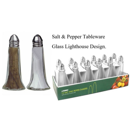 Lighthouse Glass Salt & Pepper Condiment Sets Cafe Restaurant Canteen Home