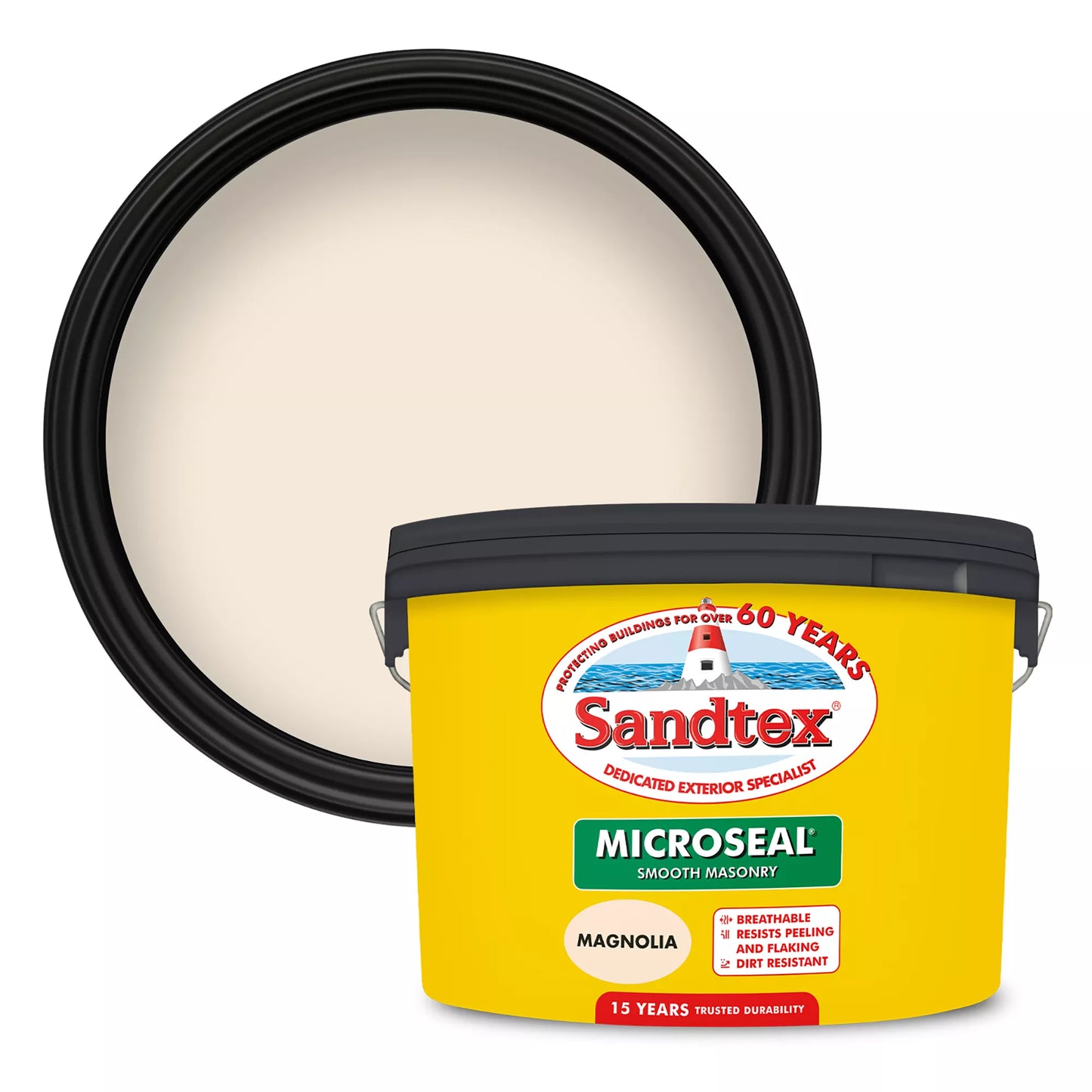 Sandtex Masonry Ultra Smooth | Exterior Paint | Magnolia | 1 x 10 litre