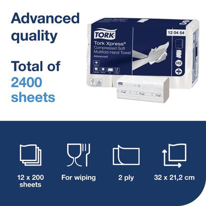 Tork Xpress Compressed Soft Multifold Hand Towels White (Pack of 2400) 120454