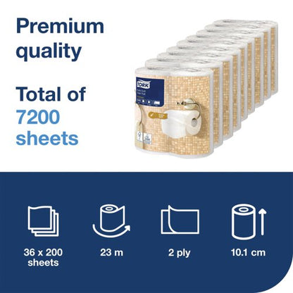 Tork Extra Soft Conventional Toilet Roll Premium 2-Ply 200 Sheets Per Roll 9x4 (Pack of 36) 101409