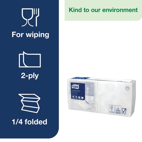 Tork Cocktail Napkins 2-Ply White (Pack of 200) 477534