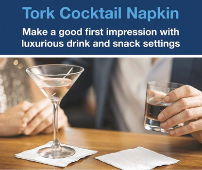Tork Cocktail Napkins 2-Ply White (Pack of 200) 477534