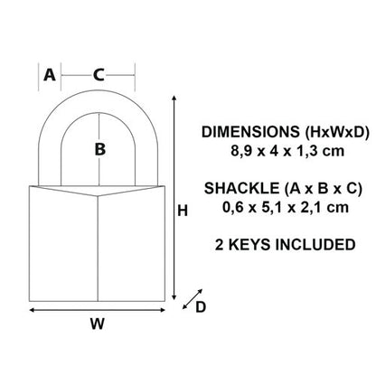 Master Lock 40mm Brass Padlock with 2 Keys Long Shackle 140EURDLH