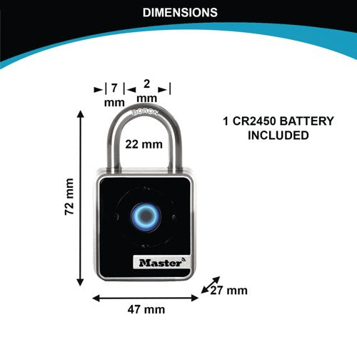 Master Lock Indoor Bluetooth Padlock Black 4400EUREC