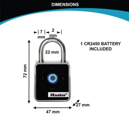 Master Lock Indoor Bluetooth Padlock Black 4400EUREC