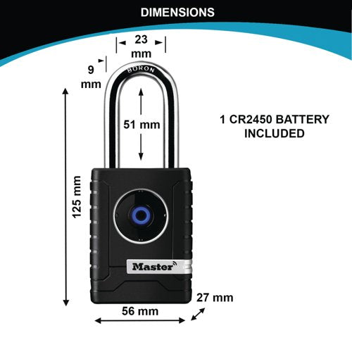 Master Lock Outdoor Bluetooth Padlock Black 4401EURLHEC