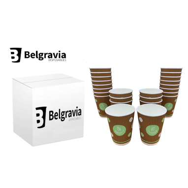 12oz Belgravia 100% Biodegradable Ripple Paper Cups 25's - UK BUSINESS SUPPLIES
