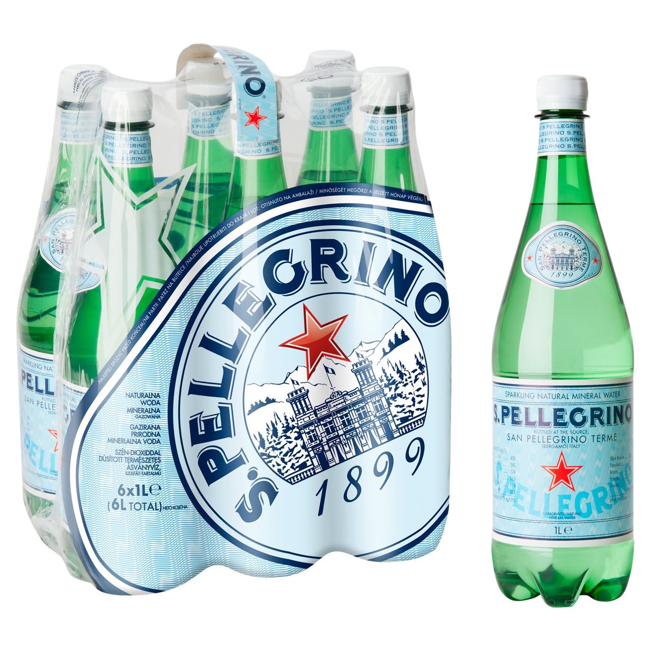 San Pellegrino Sparkling Water 6 X 1ltr  (Plastic Bottle)