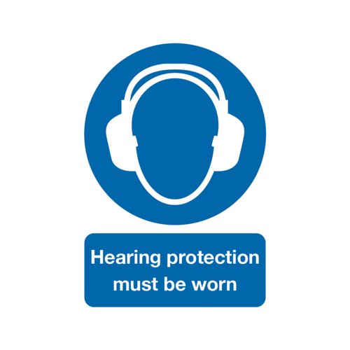 Safety Sign Hearing Protection Must Be Worn A4 PVC MA01950R