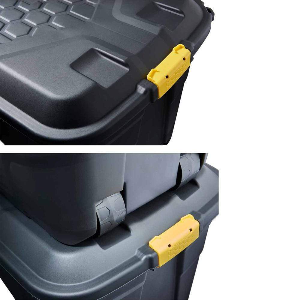 Strata 145 Litre Heavy Duty Plastic Smart Trunk with Lid, Clip Lock and Wheels
